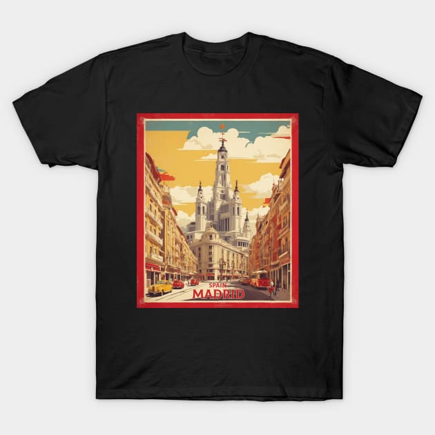 Madrid Spain Travel Tourism Retro Vintage T-Shirt by TravelersGems